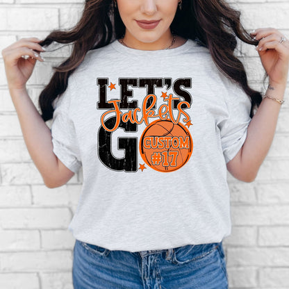 Jackets Spirit Stacked Lets Go Basketball Customizable Shirt
