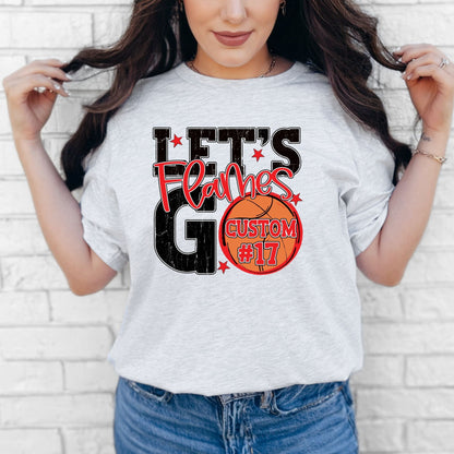 Flames Spirit Stacked Lets Go Basketball Customizable Shirt
