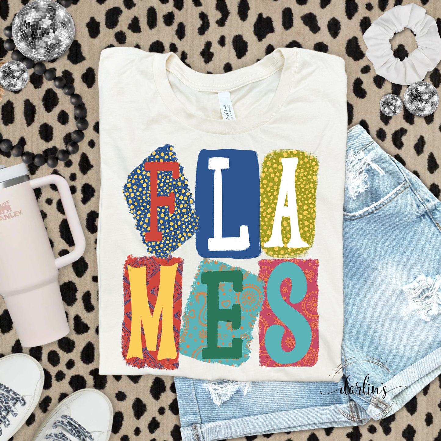 Background Words Flames Shirt