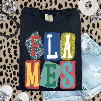 Background Words Flames Shirt