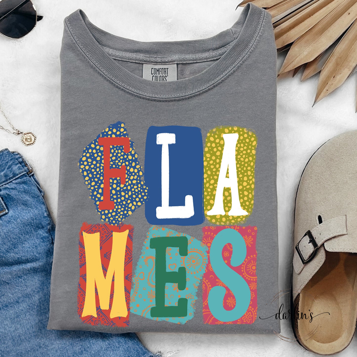 Background Words Flames Shirt