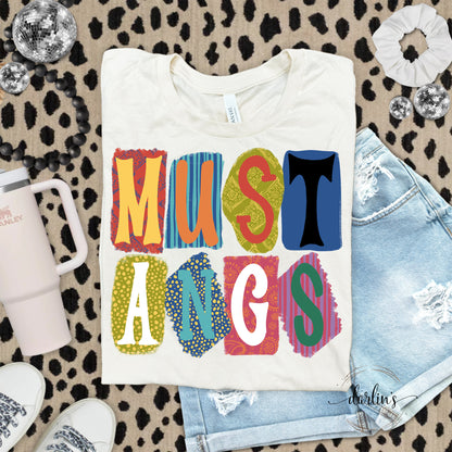 Background Words Mustangs Shirt