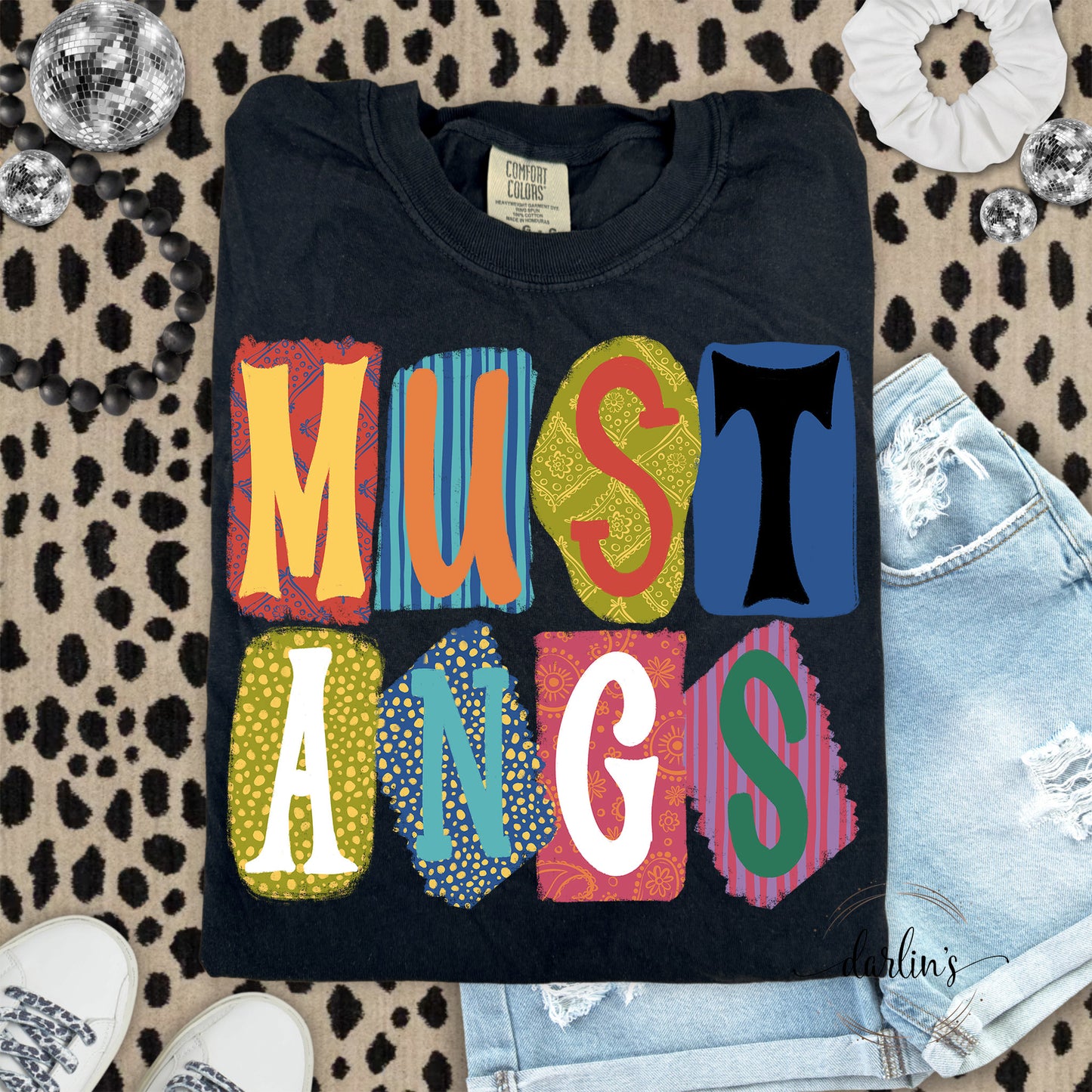 Background Words Mustangs Shirt