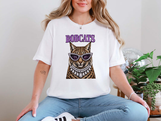 Glam Bobcat Shirt Purple