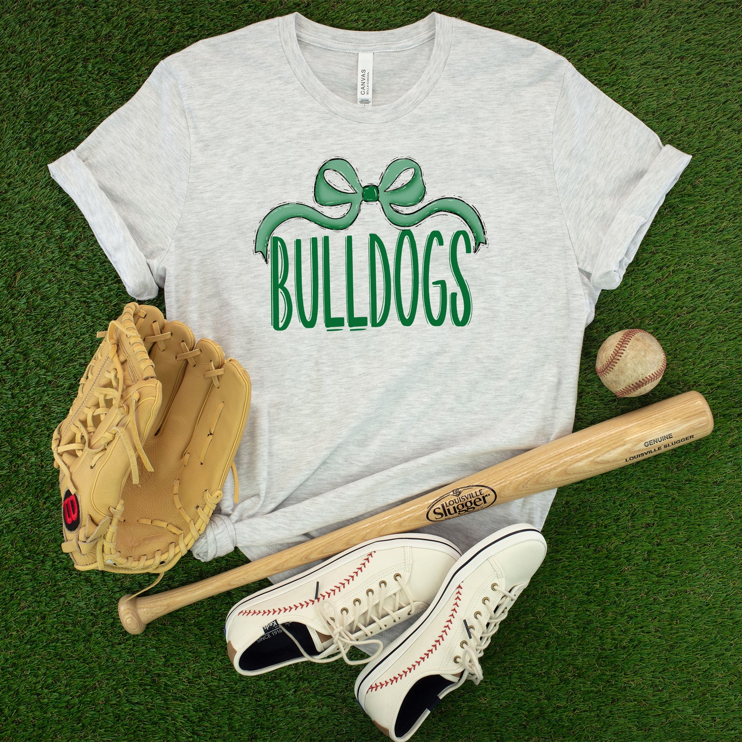 Bulldogs - Green Bow Shirt