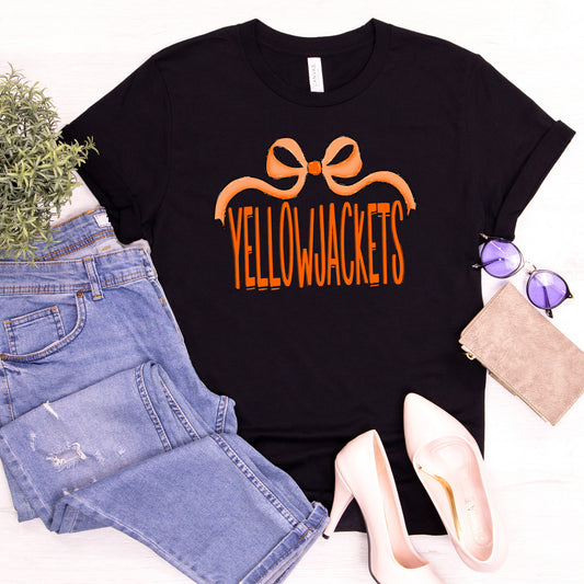 Yellowjackets With Orange Bow And Orange Lettering Shirt