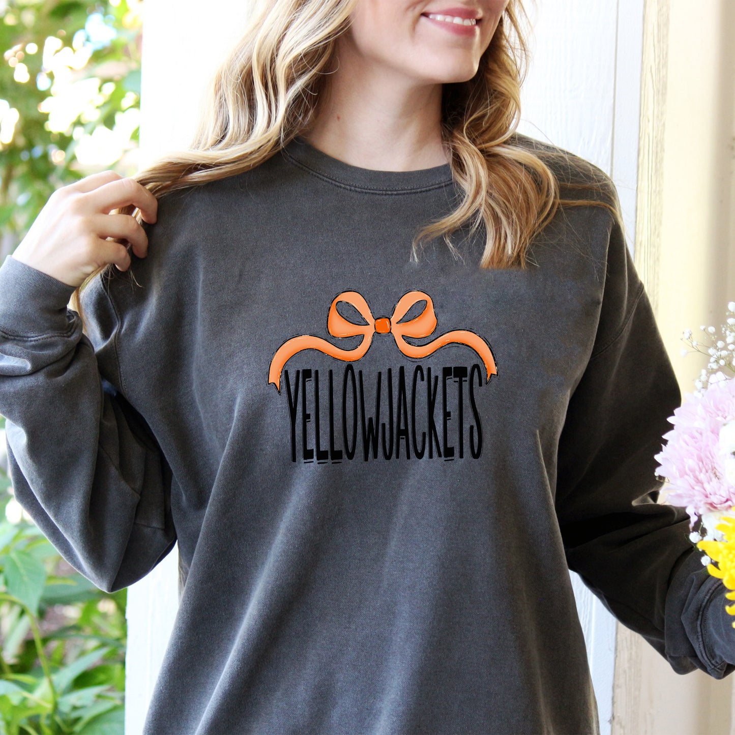 Yellowjackets With Orange Bow And Black Lettering Shirt