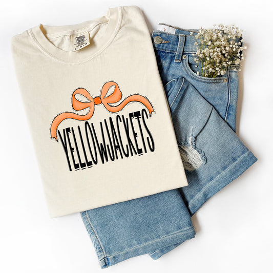 Yellowjackets With Orange Bow And Black Lettering Shirt