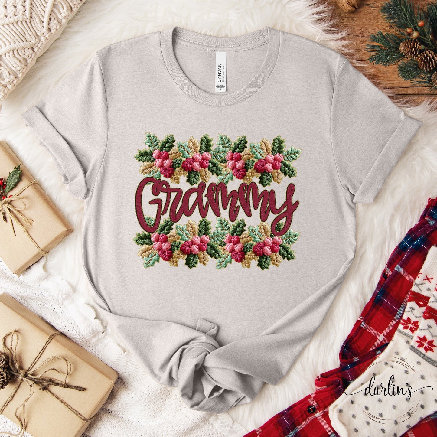 French Knot Holly Border Name Customizable Shirt