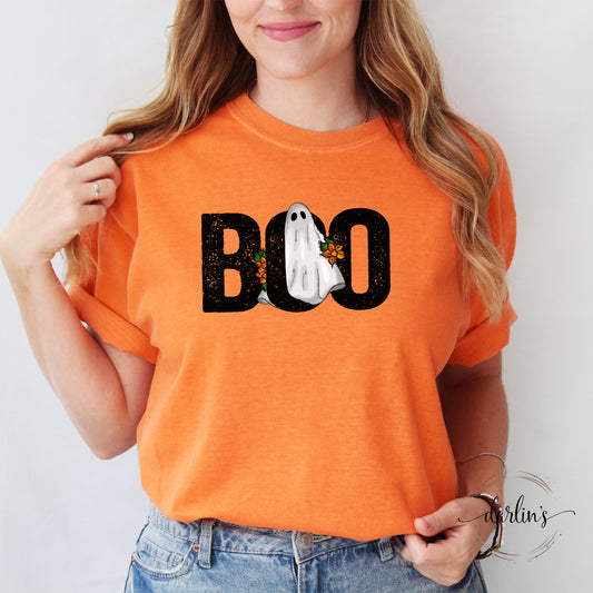 Boo Ghost With Flowers Shirt