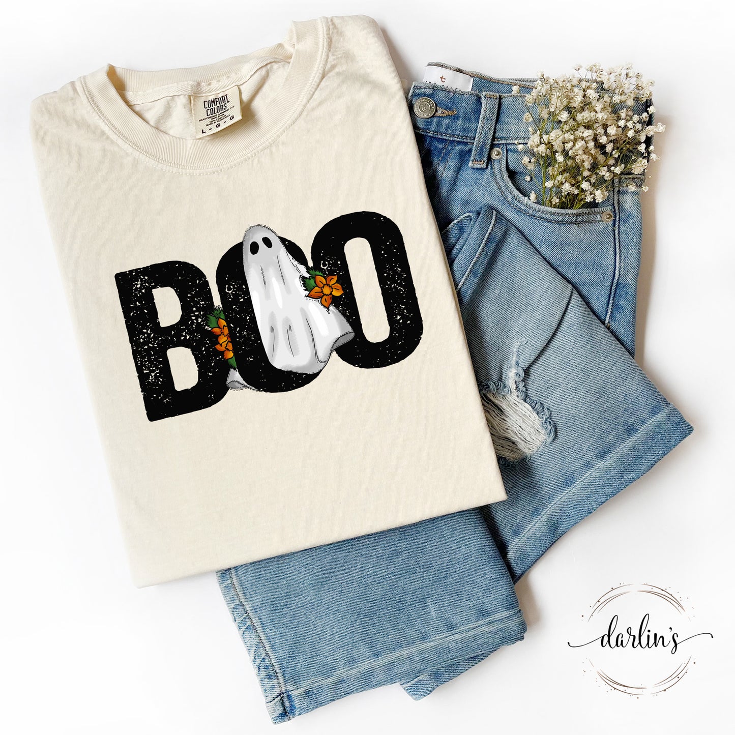 Boo Ghost With Flowers Shirt