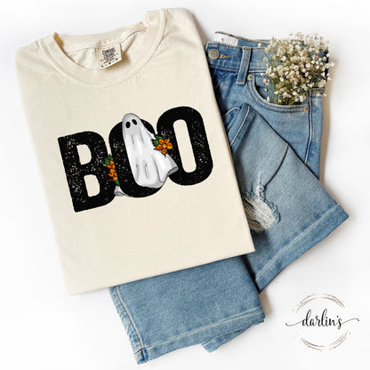 Boo Ghost With Flowers Shirt
