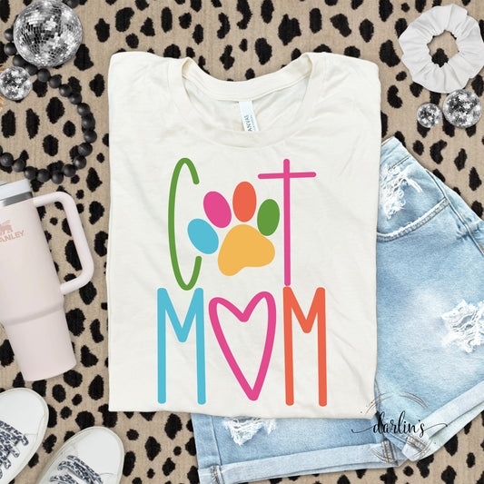 Cat Mom Lettering Shirt