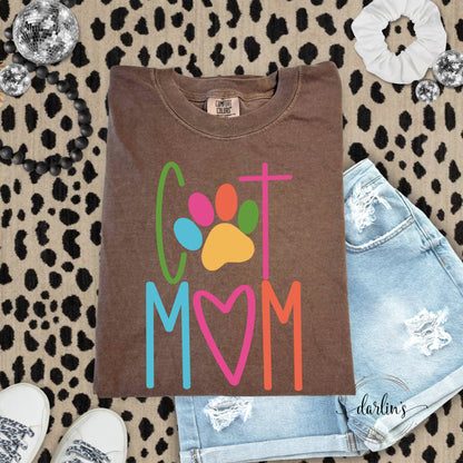 Cat Mom Lettering Shirt