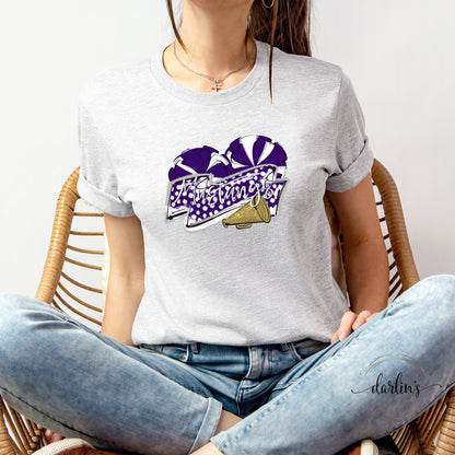 Cheer Banner Mascots - Mums The Word - Mustangs - Purple Gold Shirt