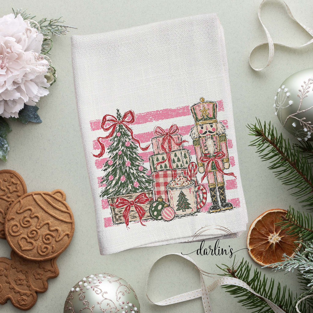 Christmas Tree Gifts Nutcracker Kitchen Towel
