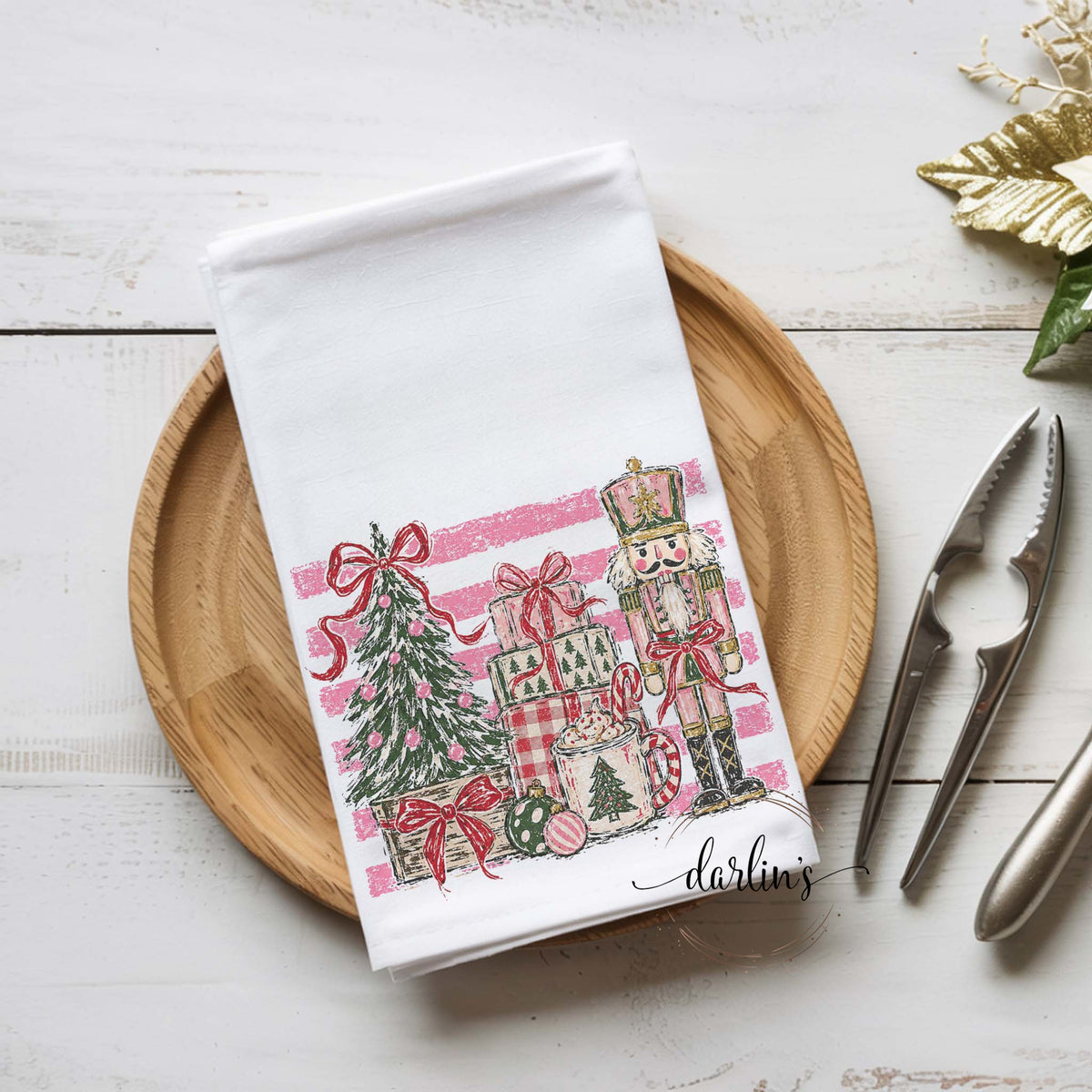 Christmas Tree Gifts Nutcracker Kitchen Towel
