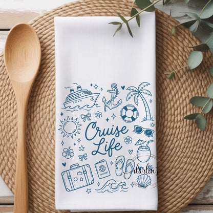 Cruise Life Dark Teal Kitchen Towel