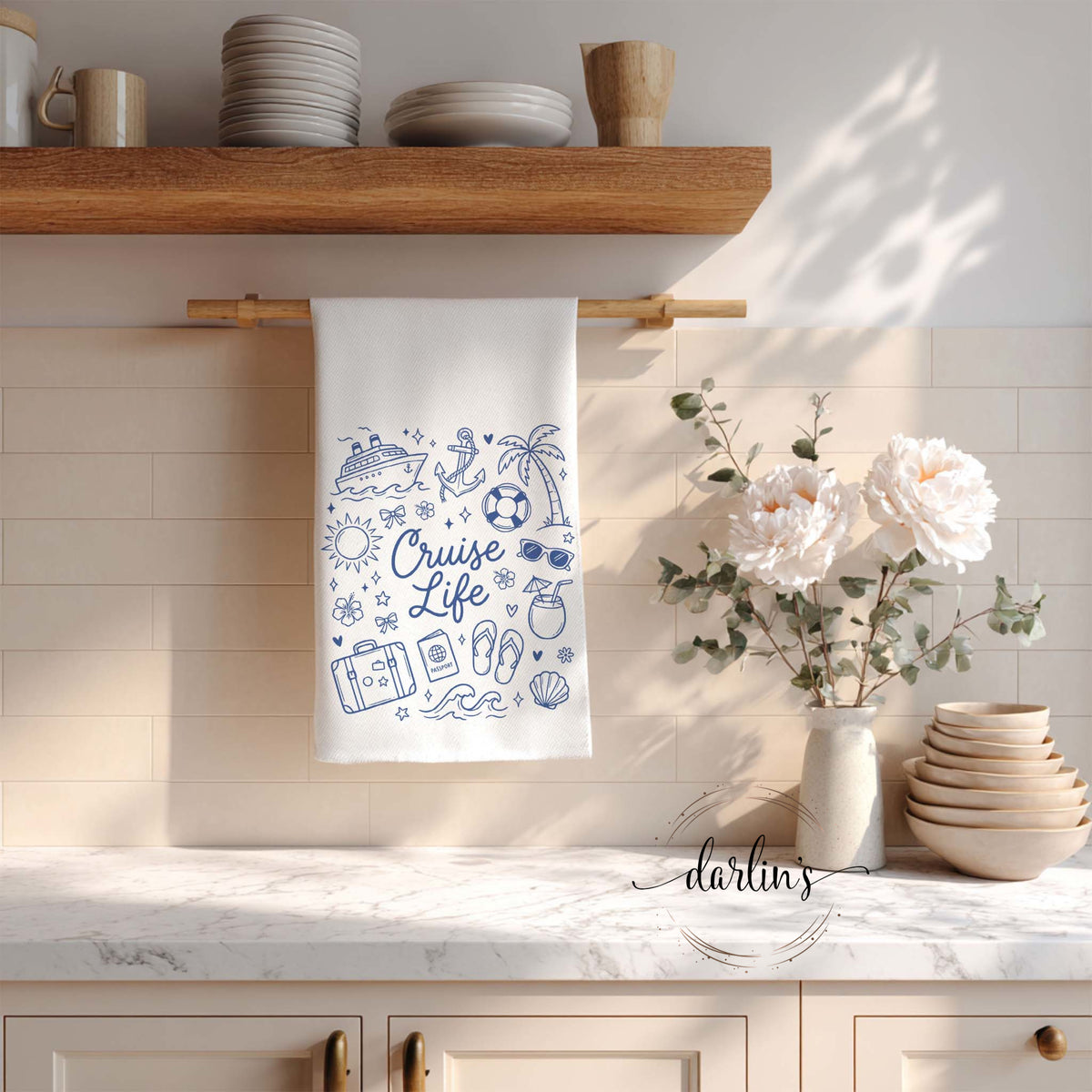 Cruise Life Navy Kitchen Towel