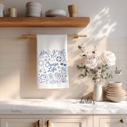 Cruise Life Navy Kitchen Towel