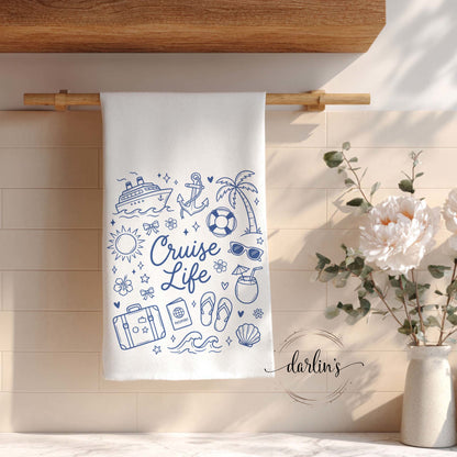 Cruise Life Navy Kitchen Towel