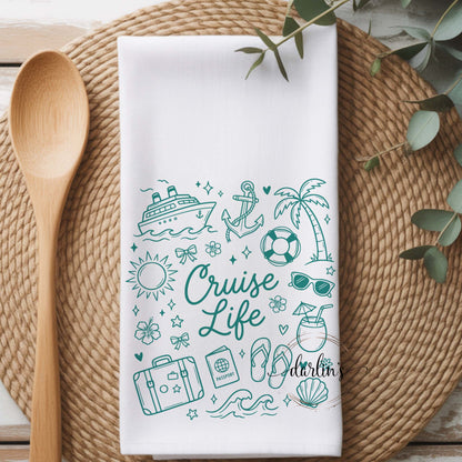 Cruise Life Seafoam Kitchen Towel