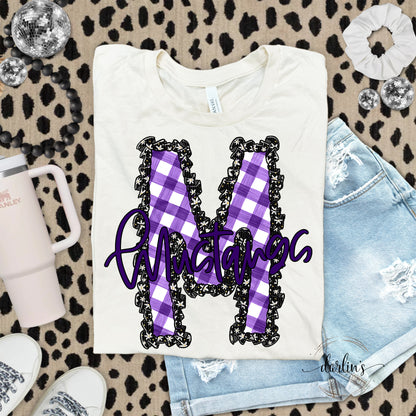 Daisy Ruffle M Mustangs Purple Shirt