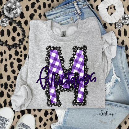 Daisy Ruffle M Mustangs Purple Shirt