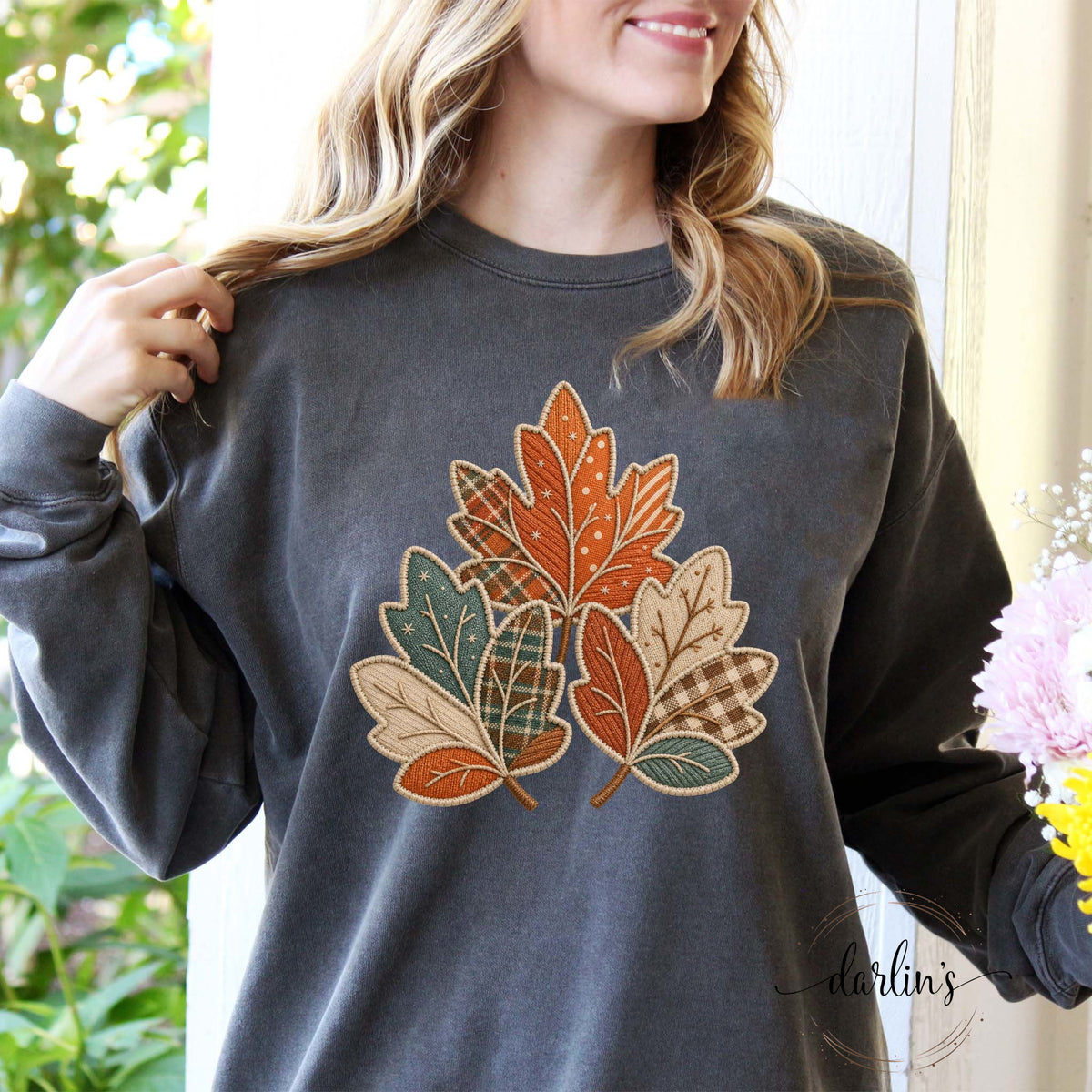 LEAF TRIO FAUX APPLIQUE Shirt