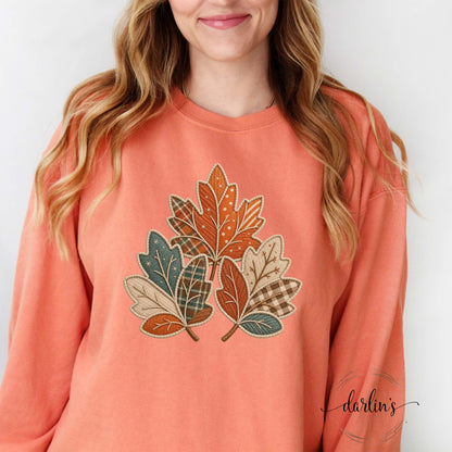 LEAF TRIO FAUX APPLIQUE Shirt