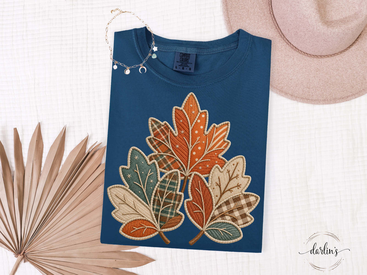 LEAF TRIO FAUX APPLIQUE Shirt