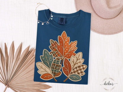 LEAF TRIO FAUX APPLIQUE Shirt