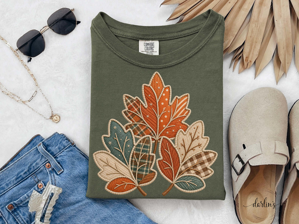 LEAF TRIO FAUX APPLIQUE Shirt