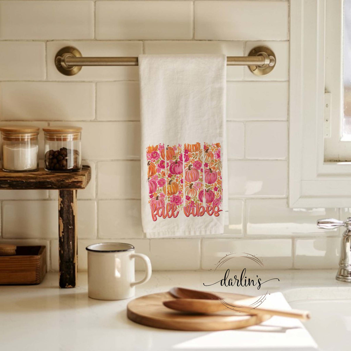 Fall Vibes Brush Strokes Kitchen Towel