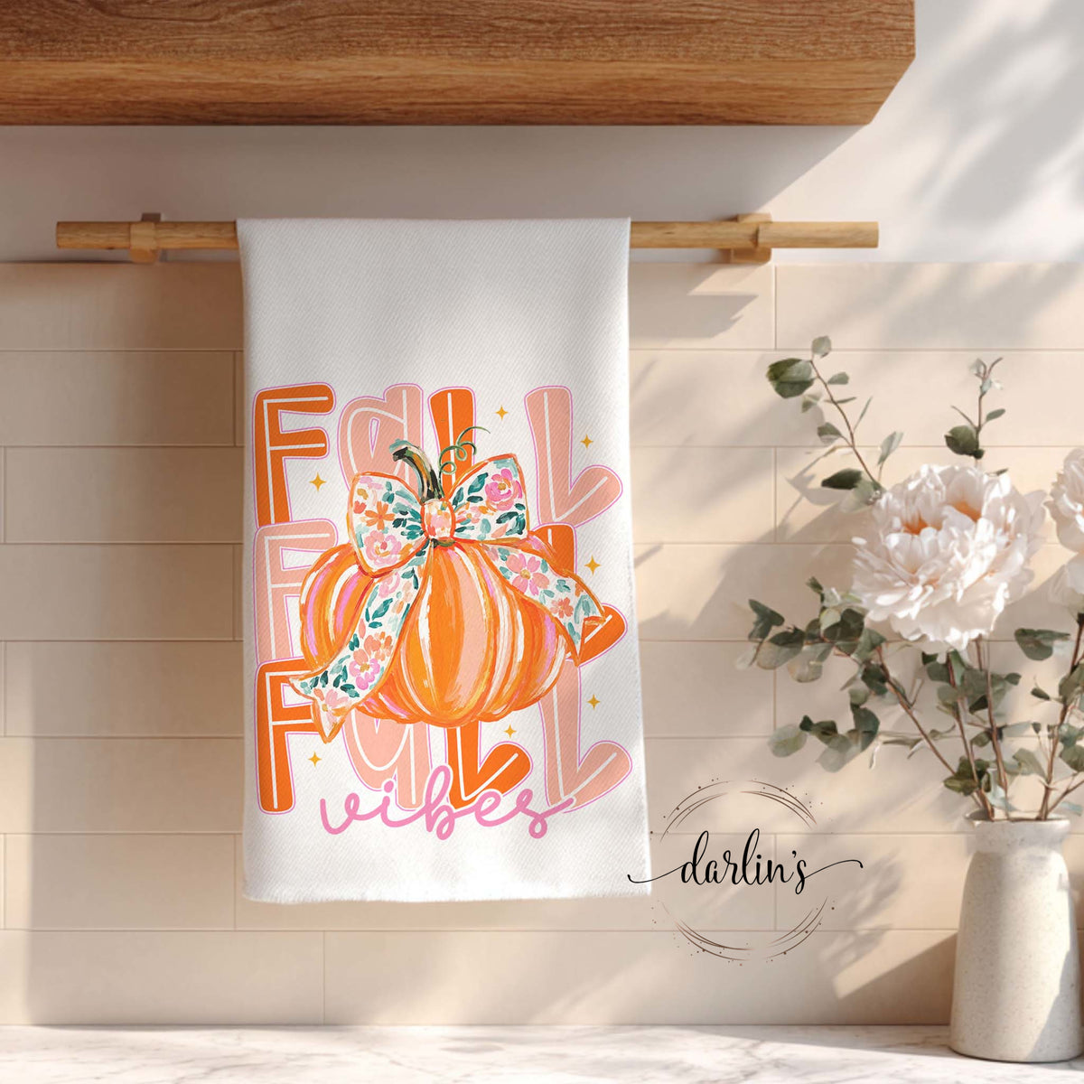 Fall Vibes With Pumpkin Kitchen Towel
