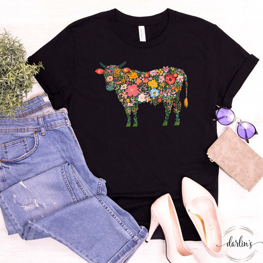 Floral Cow Shirt