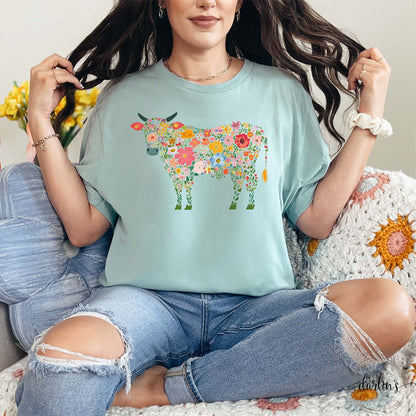 Floral Cow Shirt