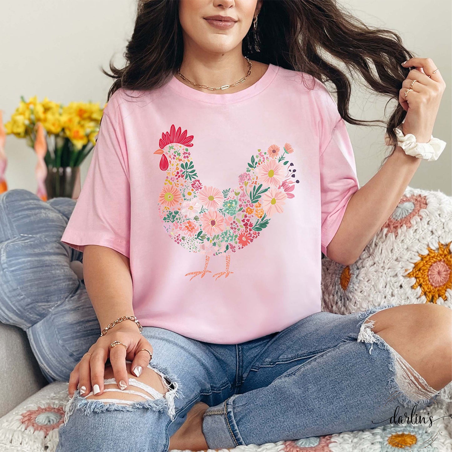 Floral Rooster Shirt
