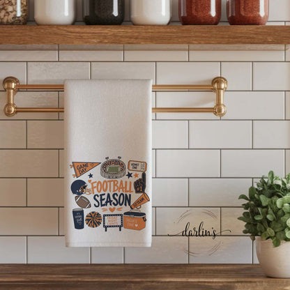 Football Season Orange And Blue Kitchen Towel