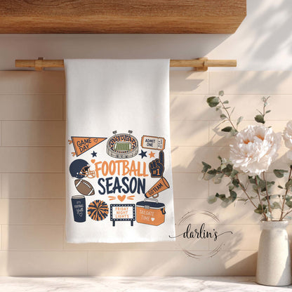 Football Season Orange And Blue Kitchen Towel