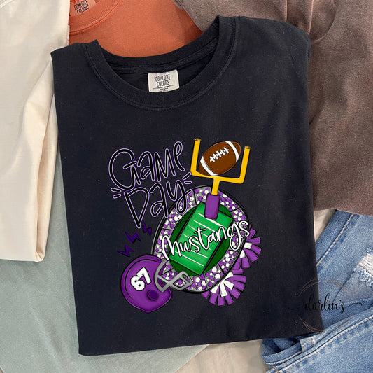 Game Day - Mustangs - Purple - Customizable