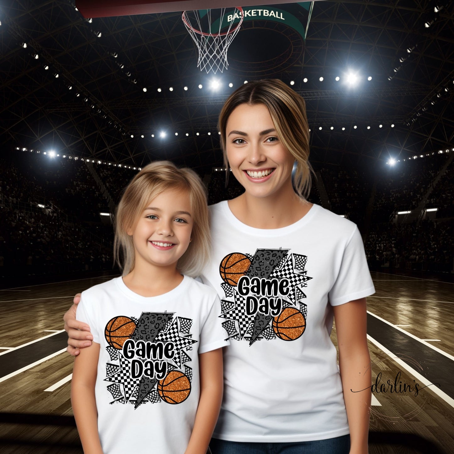 Game Day Basketball Leopard Lightning Bolt Shirt