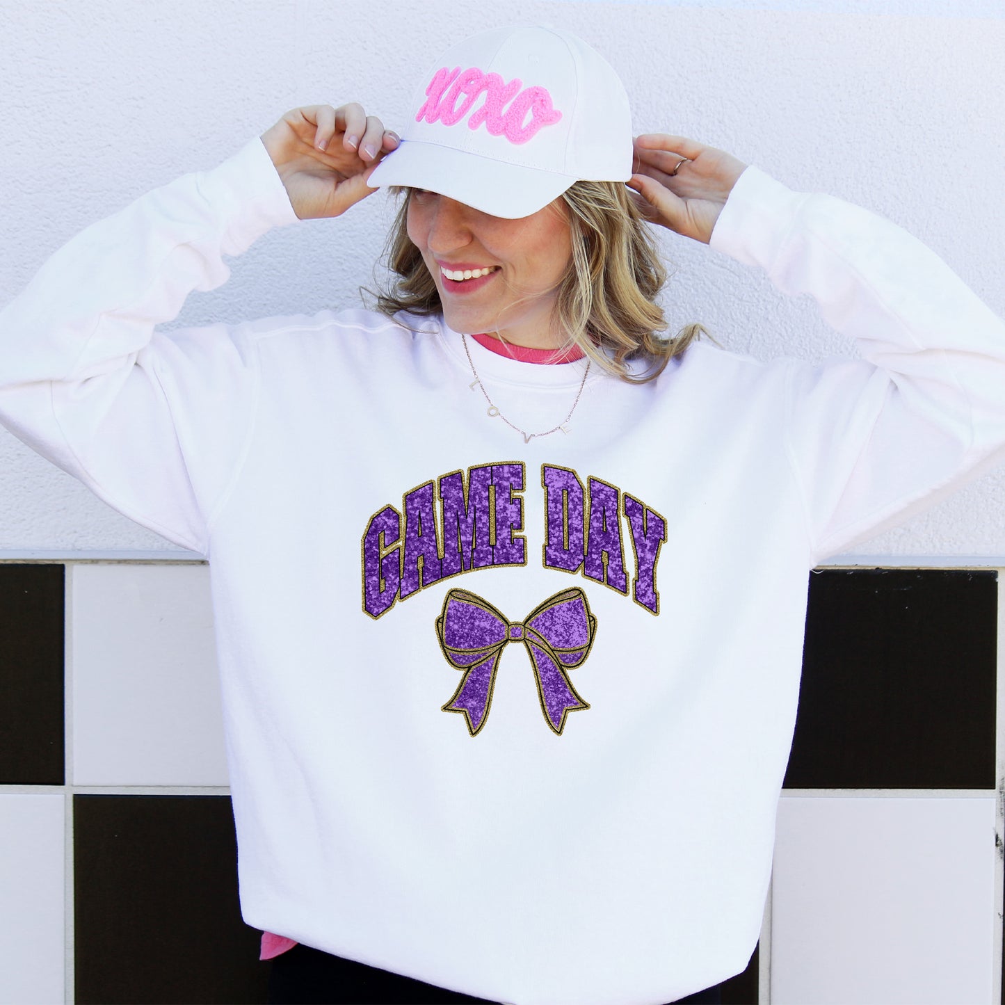 Game Day Purple Gold Collegiate Glitter Mascots