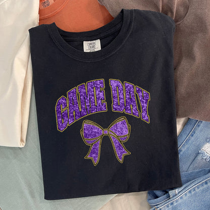 Game Day Purple Gold Collegiate Glitter Mascots