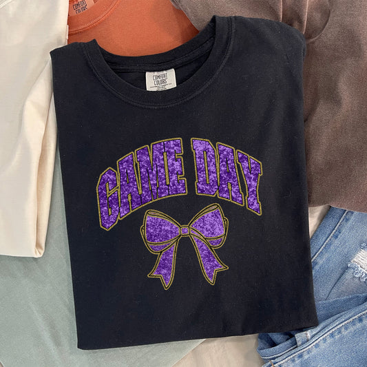 Game Day Purple Gold Collegiate Glitter Mascots