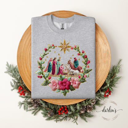 French Knot Nativity Shirt