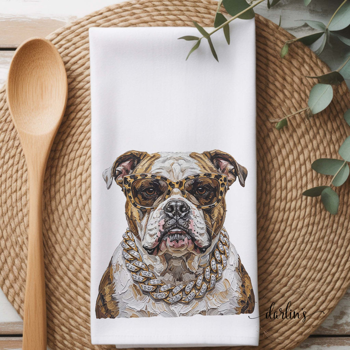 Glam Bulldog Kitchen Towel