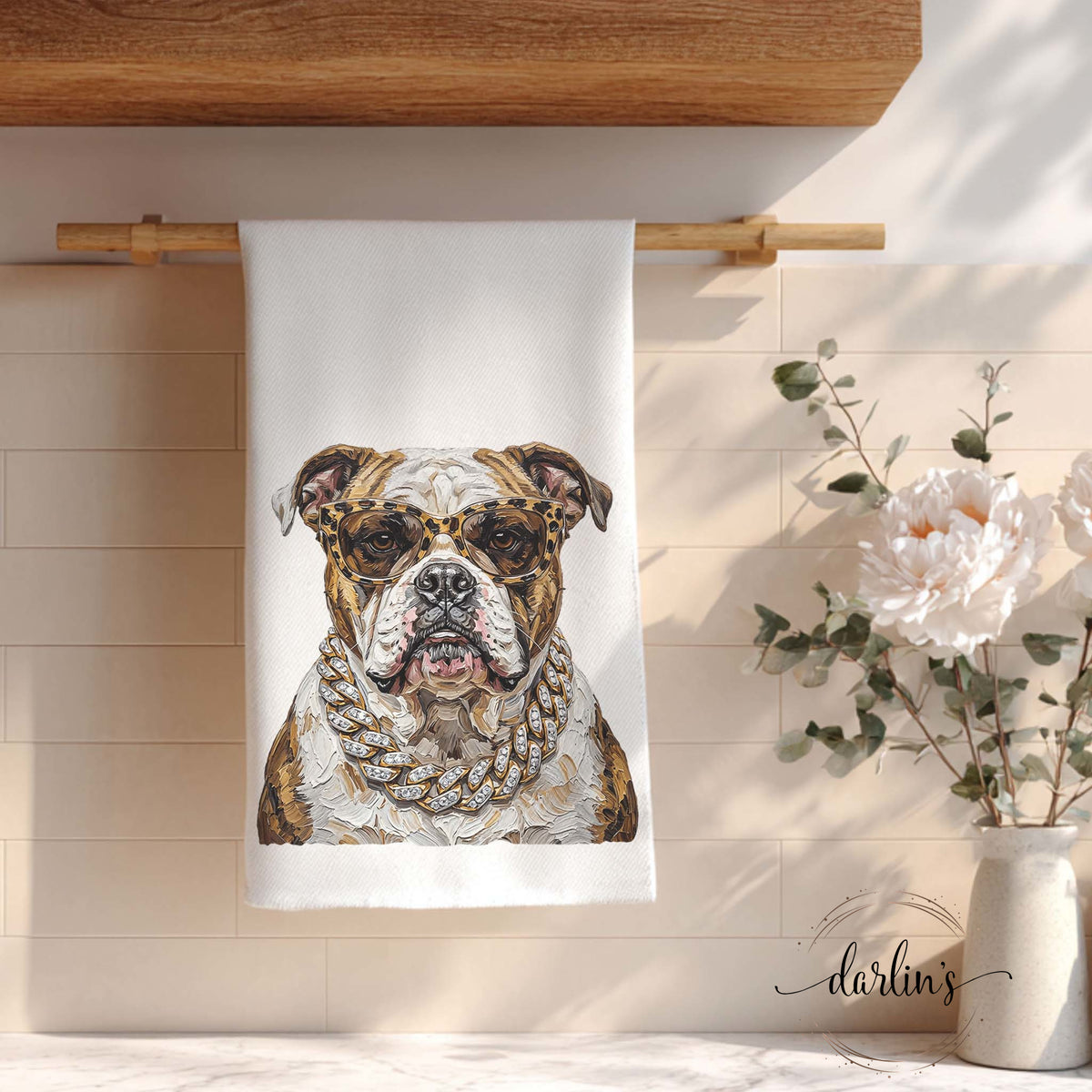 Glam Bulldog Kitchen Towel