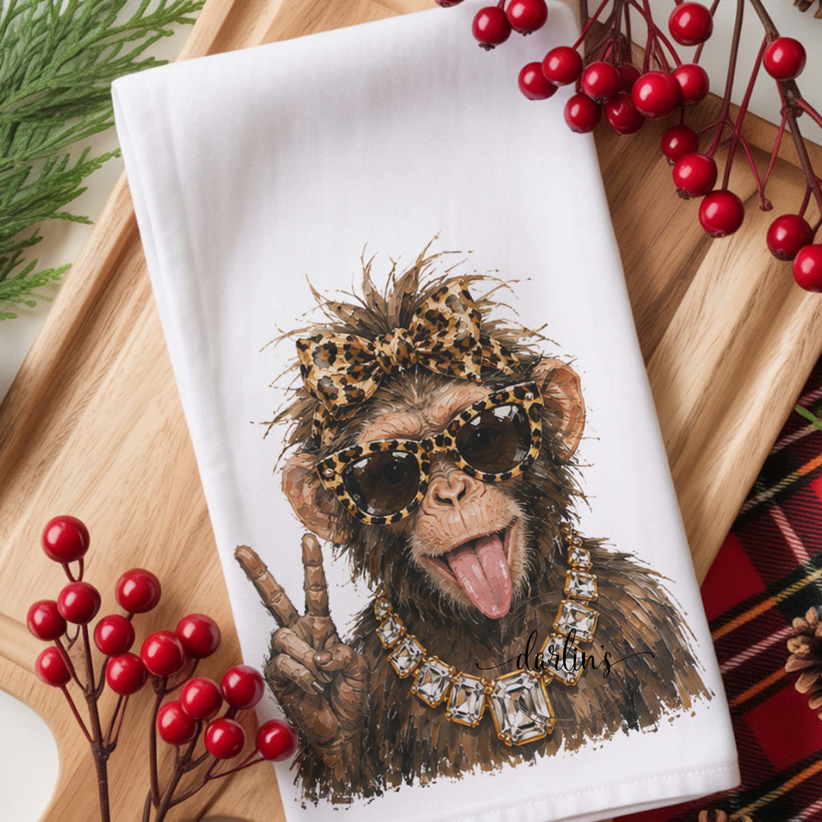 Glam Funny Monkey Kitchen Towel