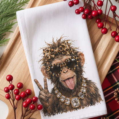 Glam Funny Monkey Kitchen Towel